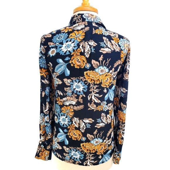 H&M Conscious 2 Shirt Women's Long Sleeve Floral Button-Up Lightweight Sheer Top - Picture 6 of 12